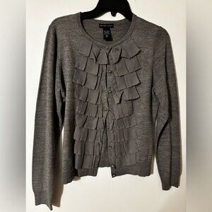 New York & Company Gray Ruffled Cardigan